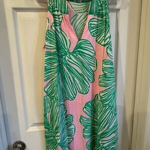 Lilly Pulitzer Pink and Green A-Line Midi Dress